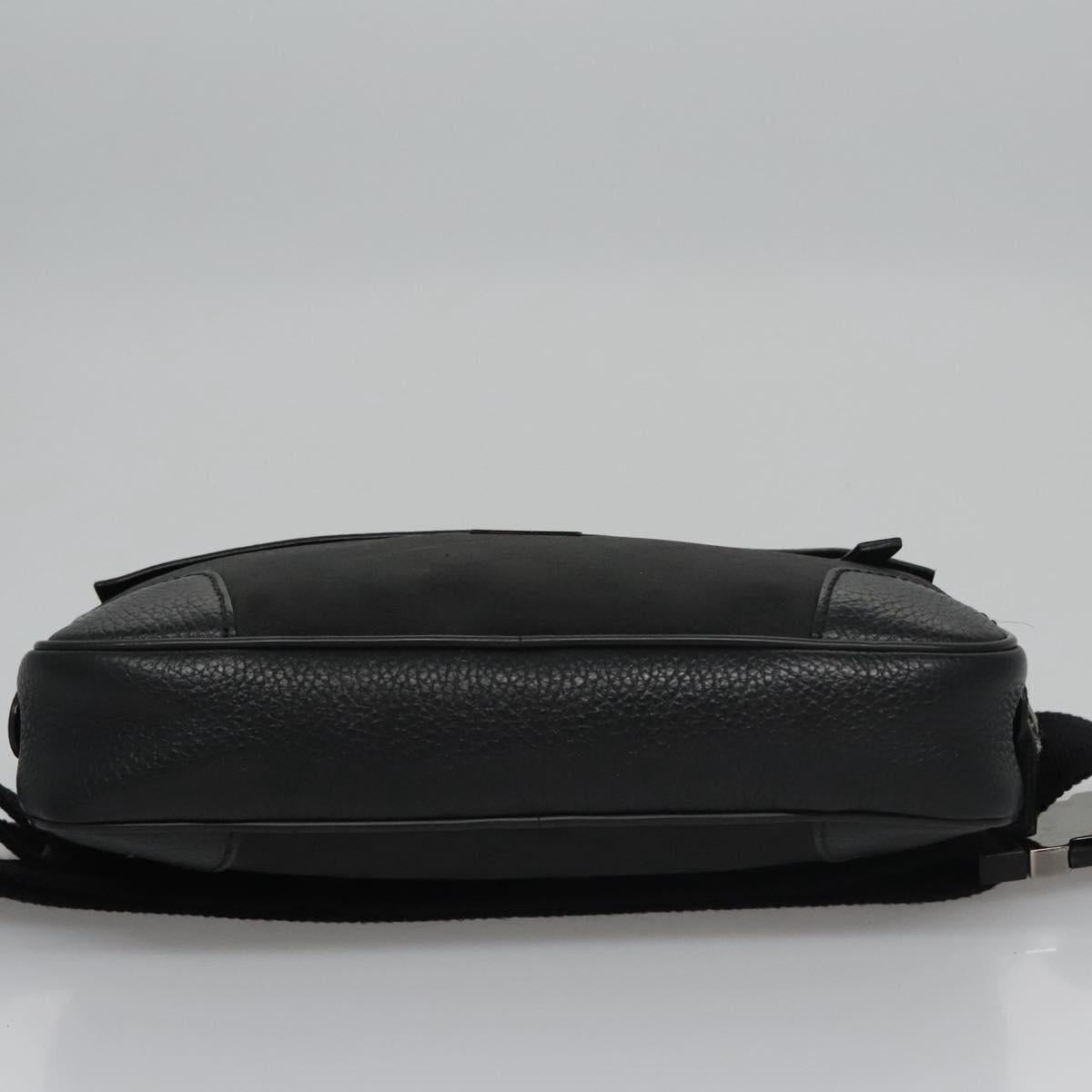 GUCCI GG Nylon Body Bag Outlet Black Silver 336672 Auth am7819