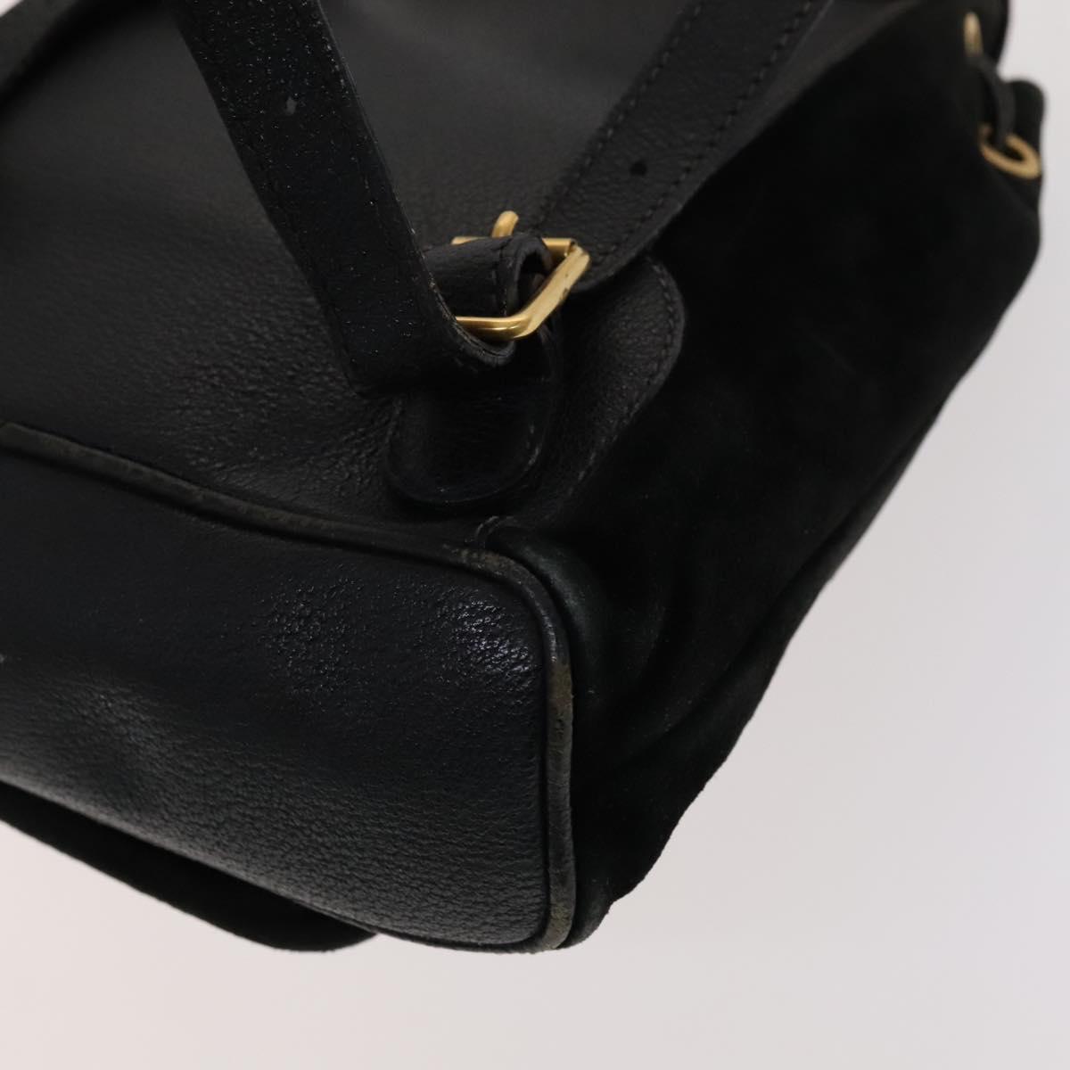 GUCCI Bamboo Backpack Suede Leather Black Gold 003 1705 0030 Auth am7820