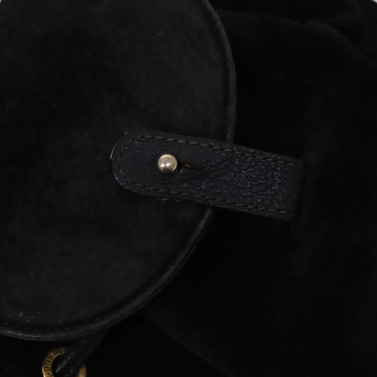 GUCCI Bamboo Backpack Suede Leather Black Gold 003 1705 0030 Auth am7820
