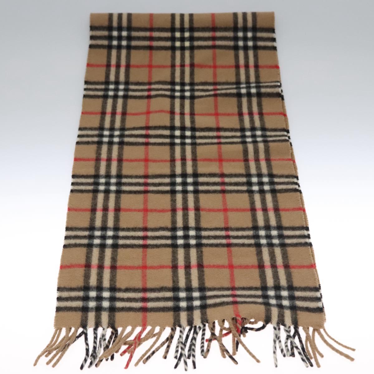 Burberrys Nova Check Scarf Cashmere Brown Auth am7873