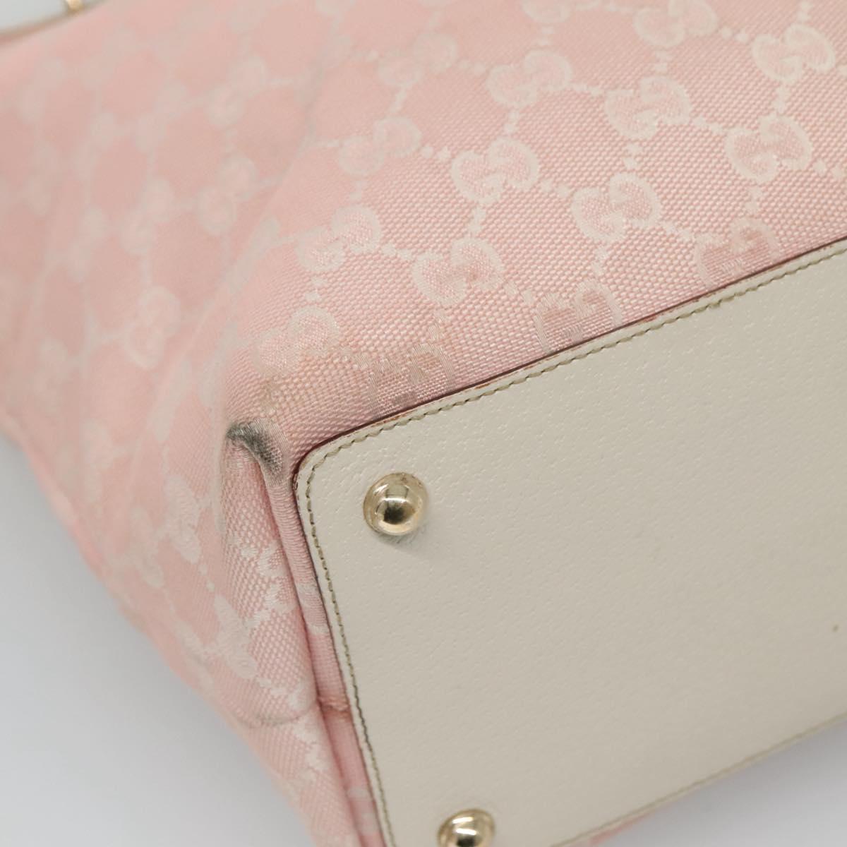GUCCI GG Canvas Tote Bag Gold Pink 120836 Auth am7877