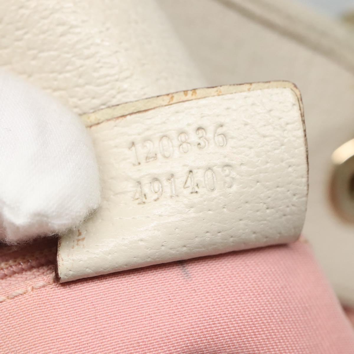 GUCCI GG Canvas Tote Bag Gold Pink 120836 Auth am7877