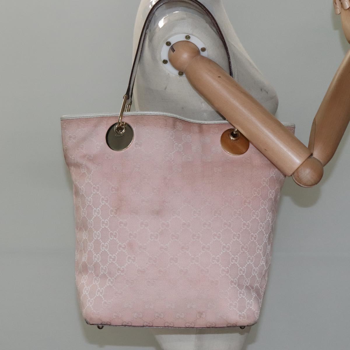 GUCCI GG Canvas Tote Bag Gold Pink 120836 Auth am7877