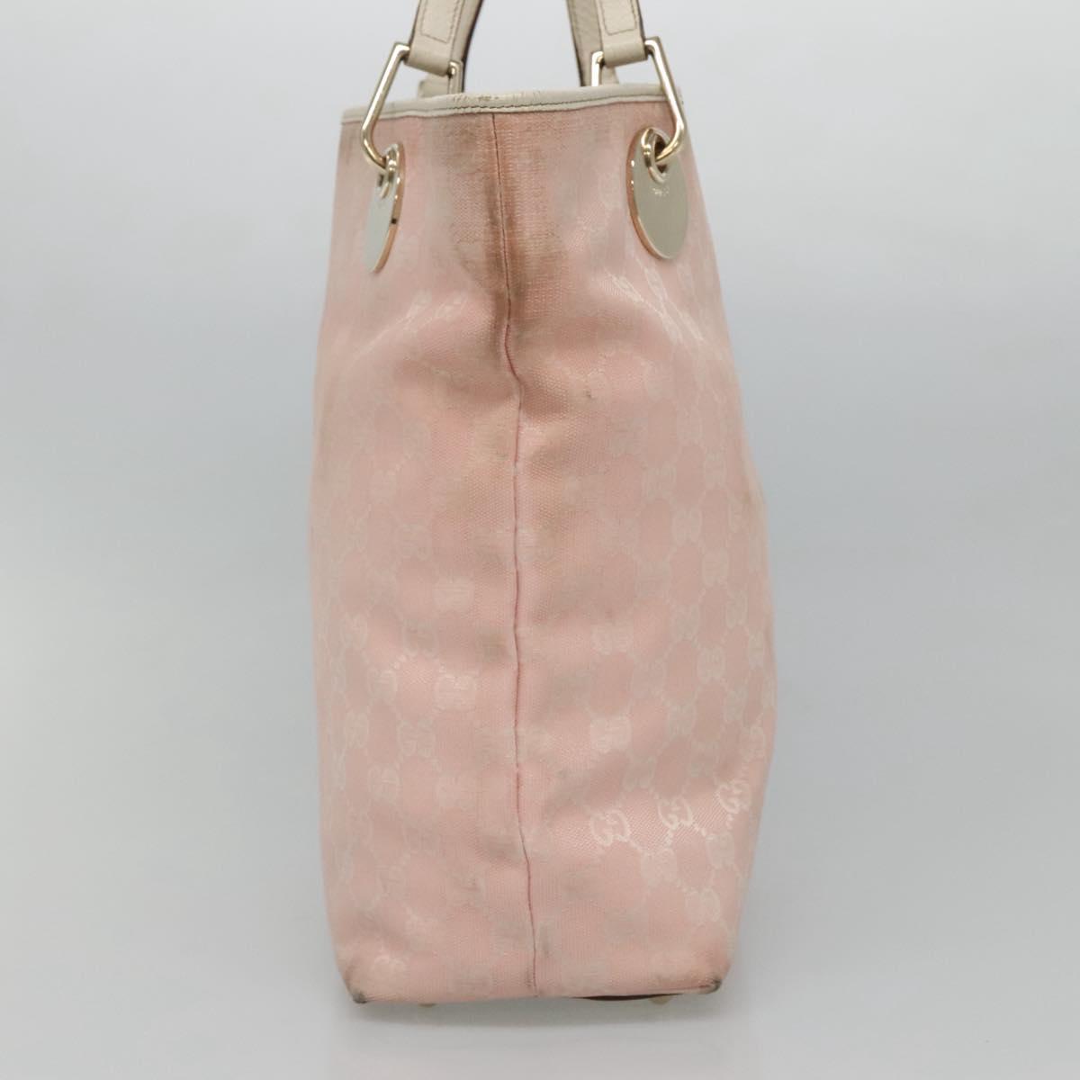 GUCCI GG Canvas Tote Bag Gold Pink 120836 Auth am7877