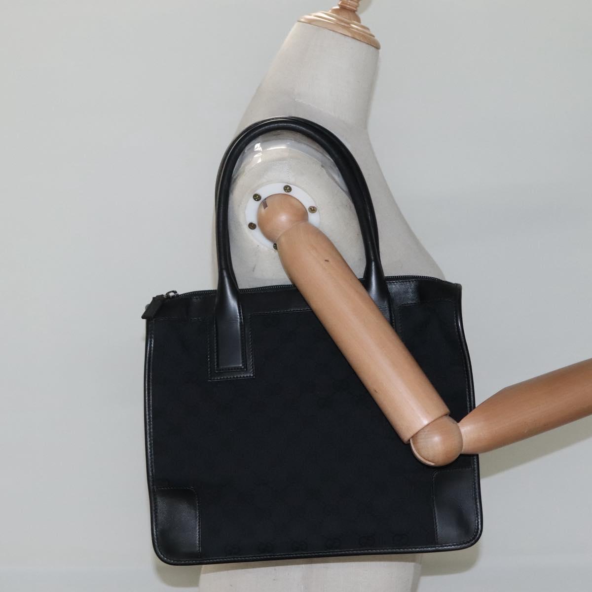 GUCCI GG Canvas Tote Bag Outlet Black Gold 000 0855 00 2113 Auth am7878