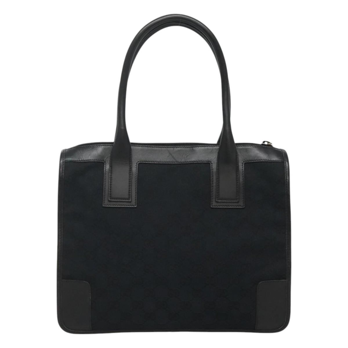 GUCCI GG Canvas Tote Bag Outlet Black Gold 000 0855 00 2113 Auth am7878