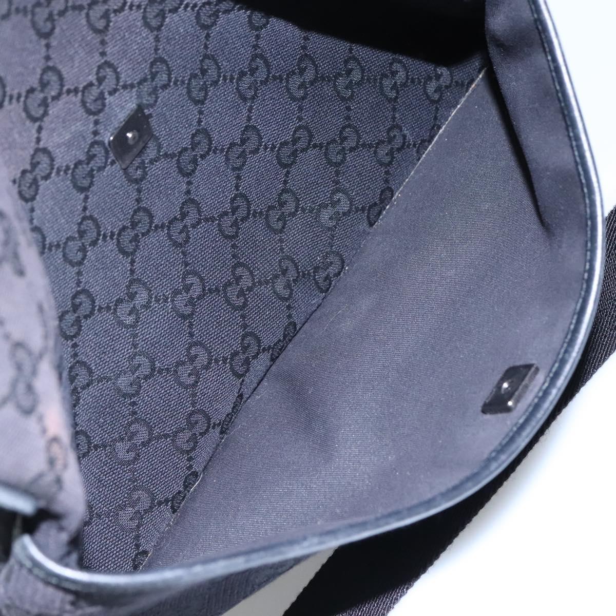 GUCCI GG Canvas Shoulder Bag Black Silver 145857 Auth am7883