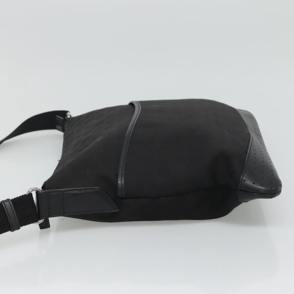 GUCCI GG Canvas Shoulder Bag Black Silver 145857 Auth am7883