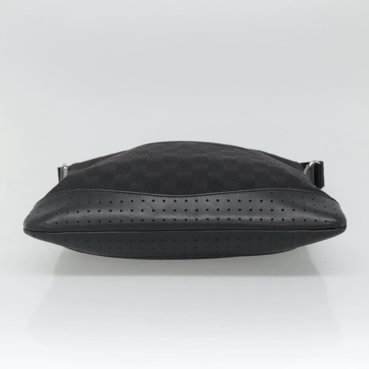 GUCCI GG Canvas Shoulder Bag Black Silver 145857 Auth am7883