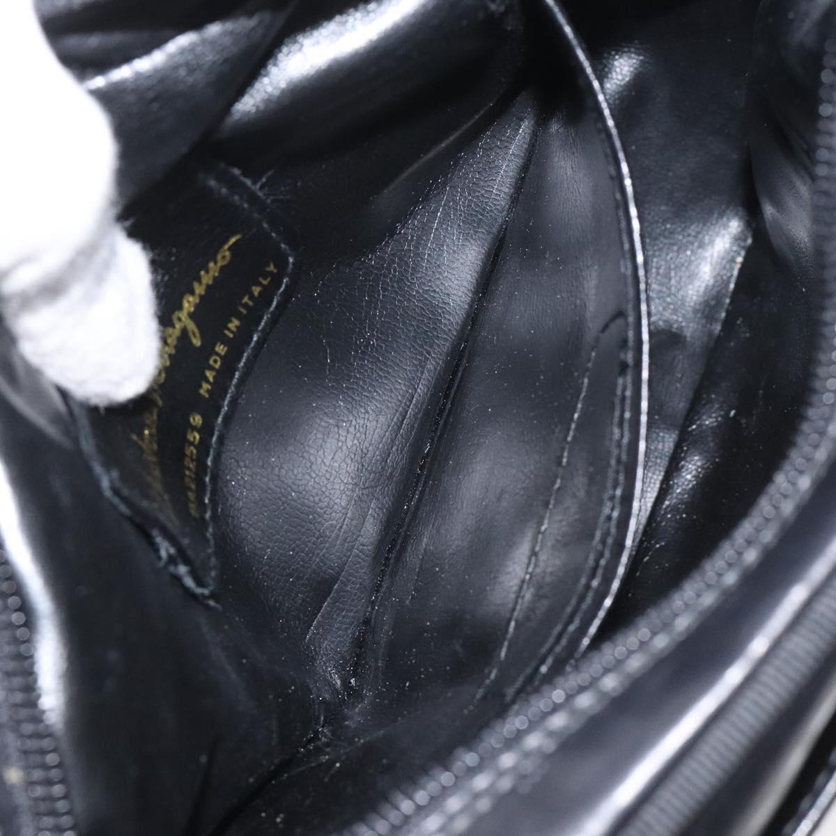 Salvatore Ferragamo Vala Shoulder Bag Leather Black Gold Auth am7884