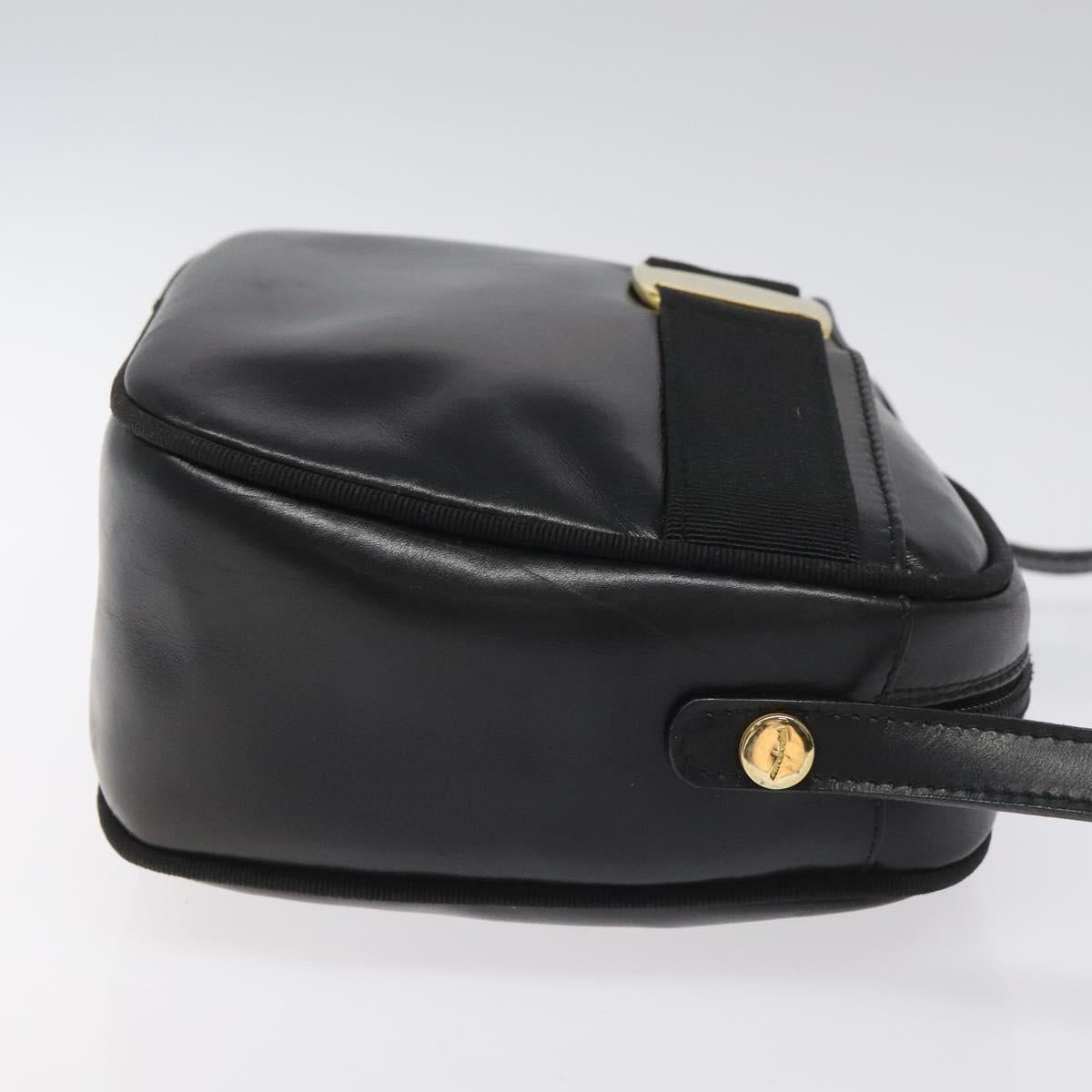Salvatore Ferragamo Vala Shoulder Bag Leather Black Gold Auth am7884
