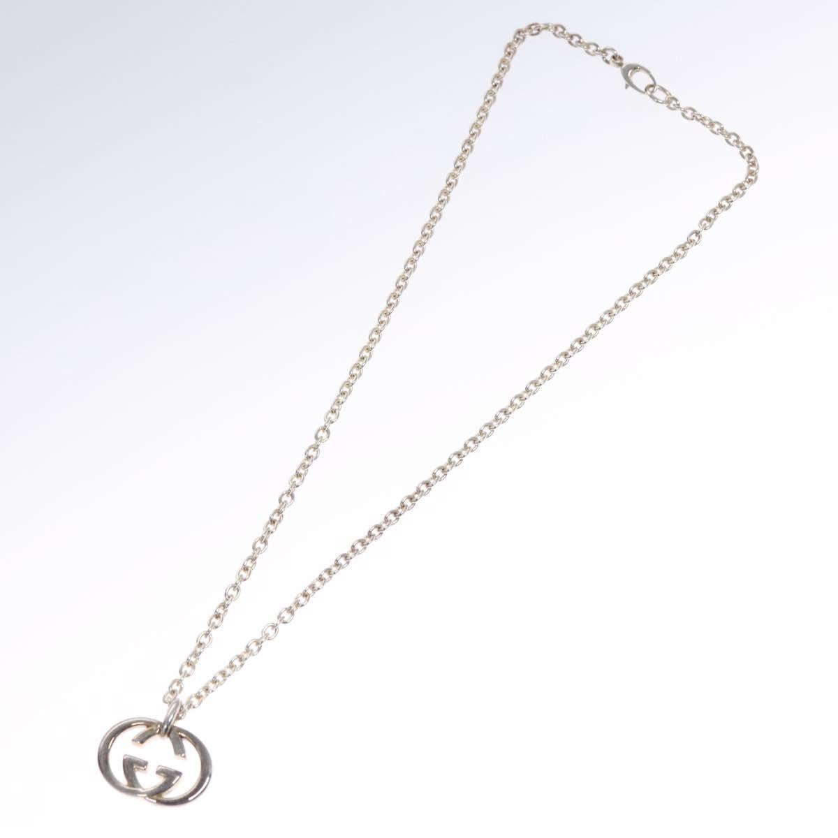 GUCCI Interlocking Necklace Ag925 Silver Auth am7919