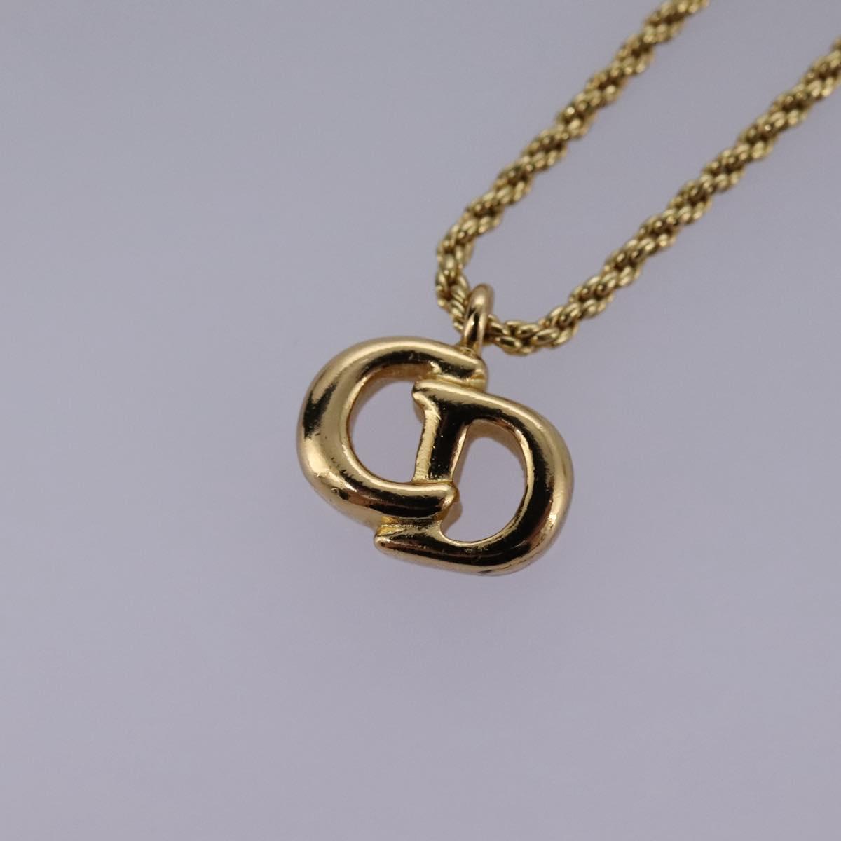 Christian Dior CD Logo Necklace metal Gold Auth am7920