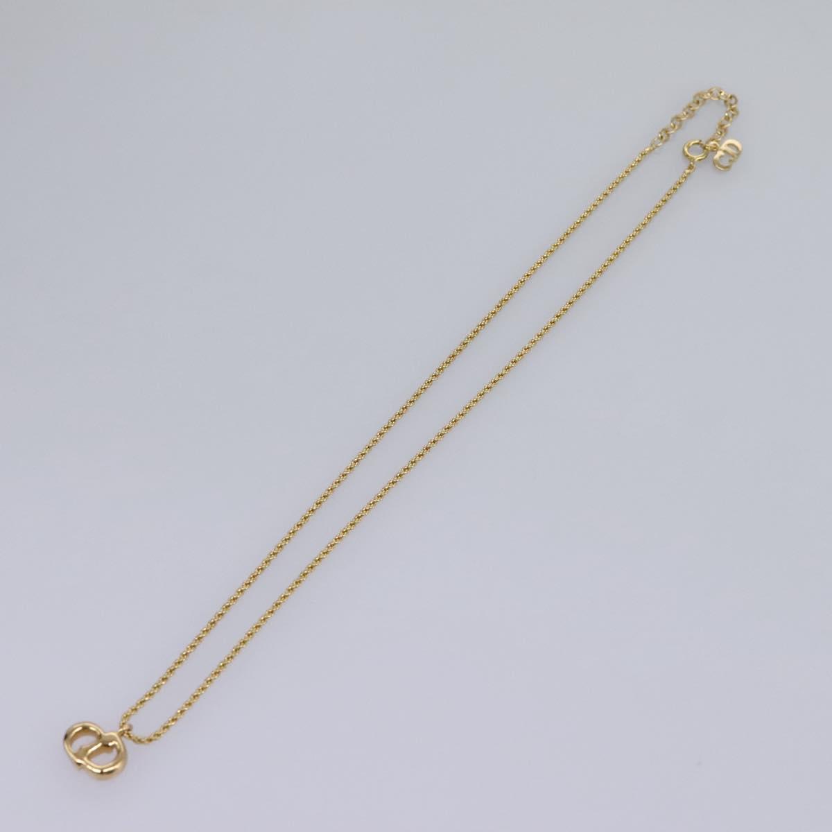 Christian Dior CD Logo Necklace metal Gold Auth am7920