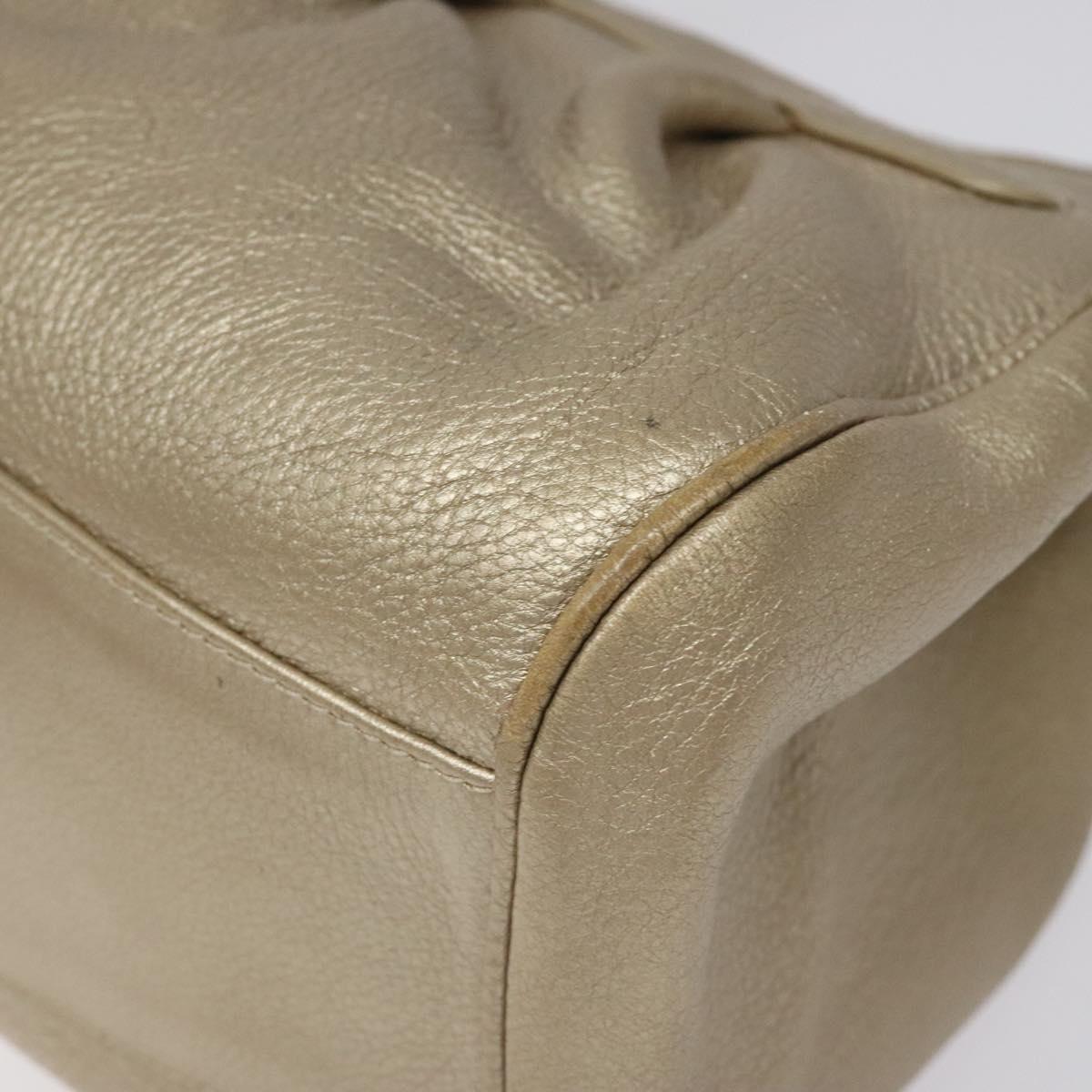 Salvatore Ferragamo Gancini Hand Bag Leather Gold Auth am7952