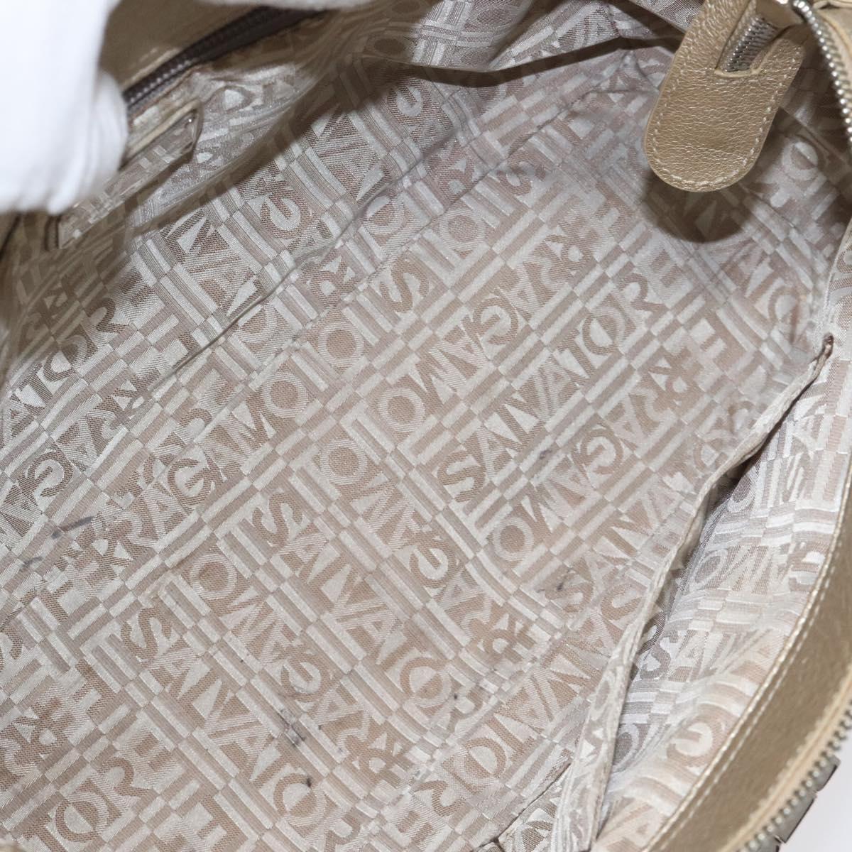 Salvatore Ferragamo Gancini Hand Bag Leather Gold Auth am7952