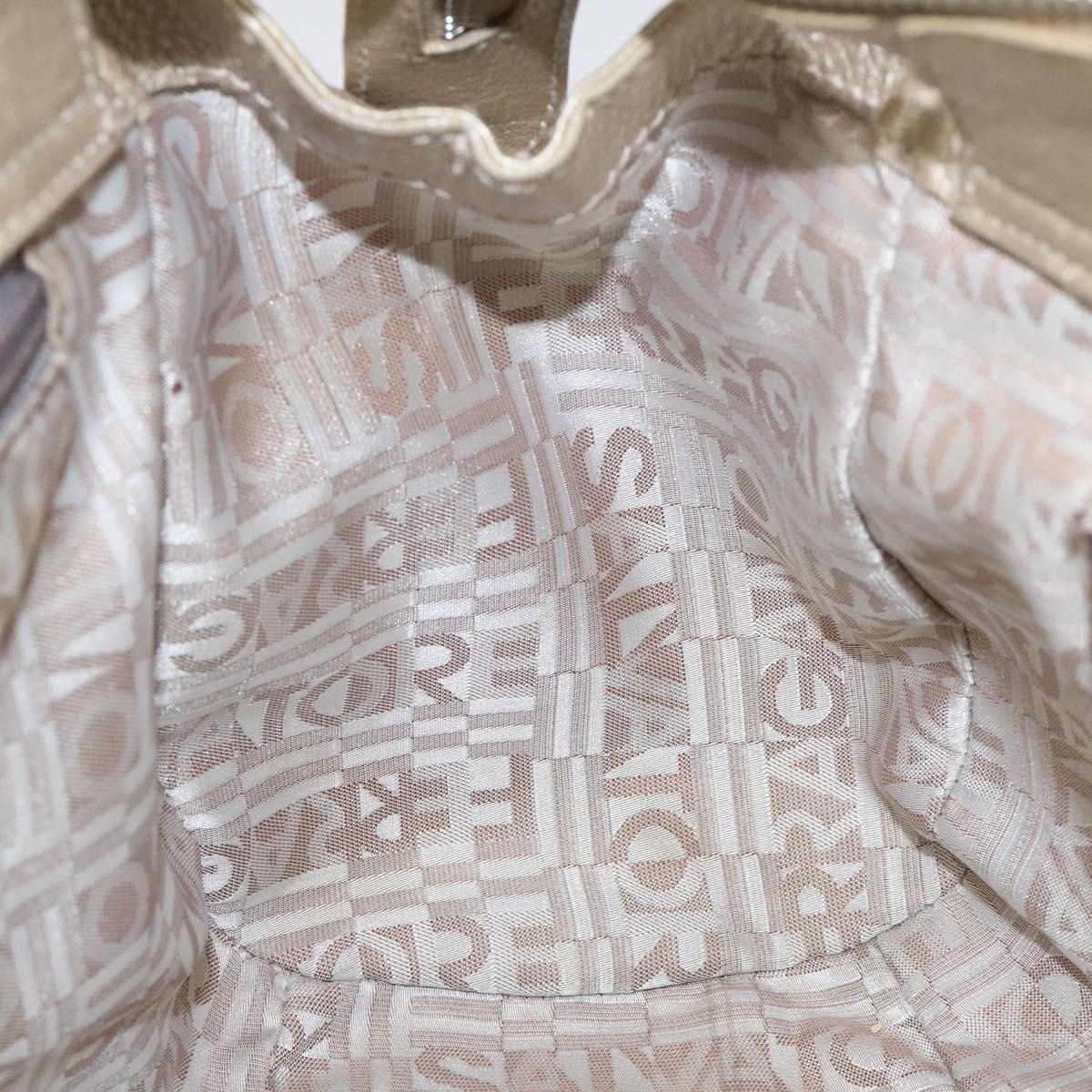 Salvatore Ferragamo Gancini Hand Bag Leather Gold Auth am7952