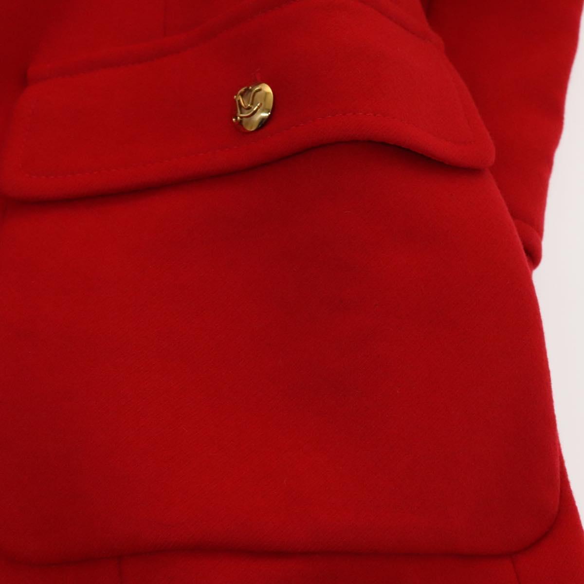 LOUIS VUITTON Long Coat Jacket Cashmere 36 Red LV Auth am7980