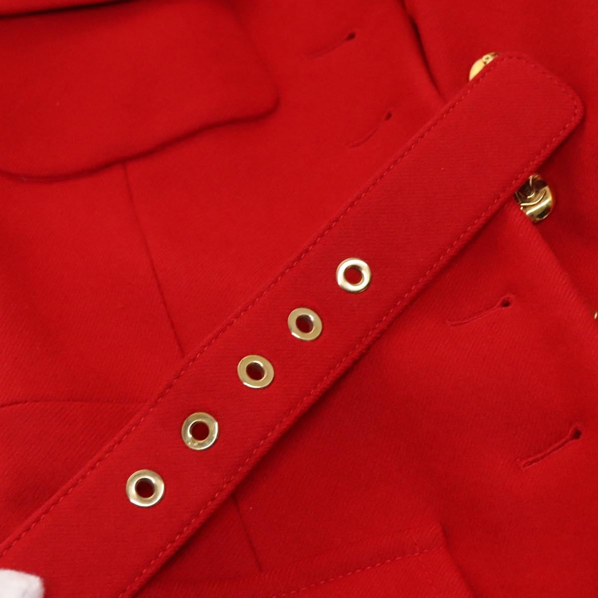LOUIS VUITTON Long Coat Jacket Cashmere 36 Red LV Auth am7980