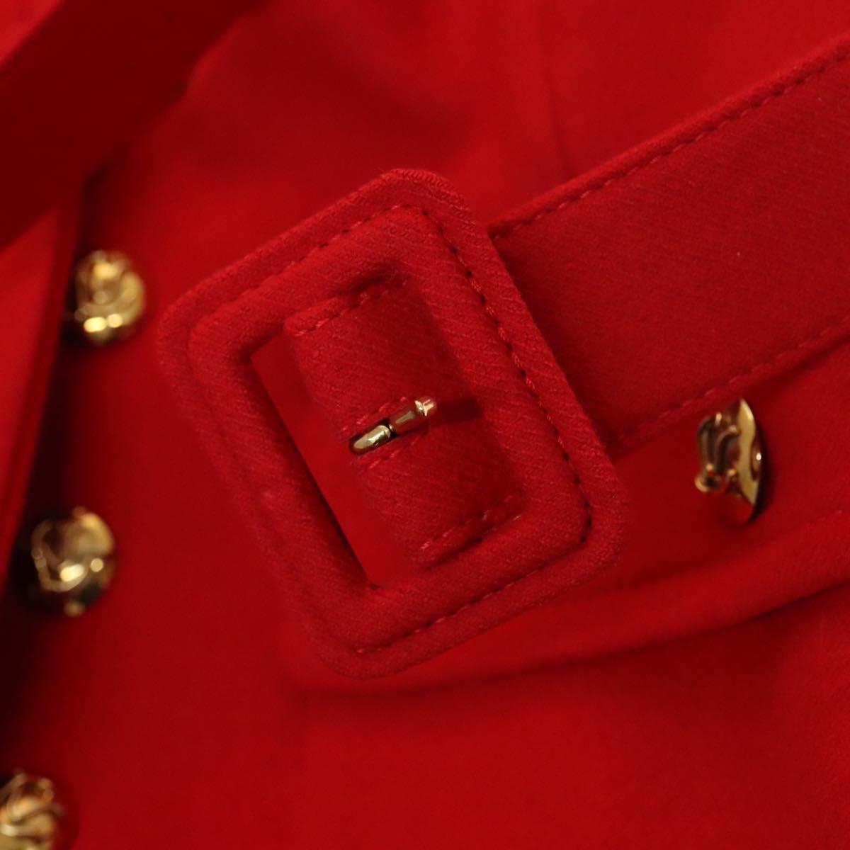 LOUIS VUITTON Long Coat Jacket Cashmere 36 Red LV Auth am7980