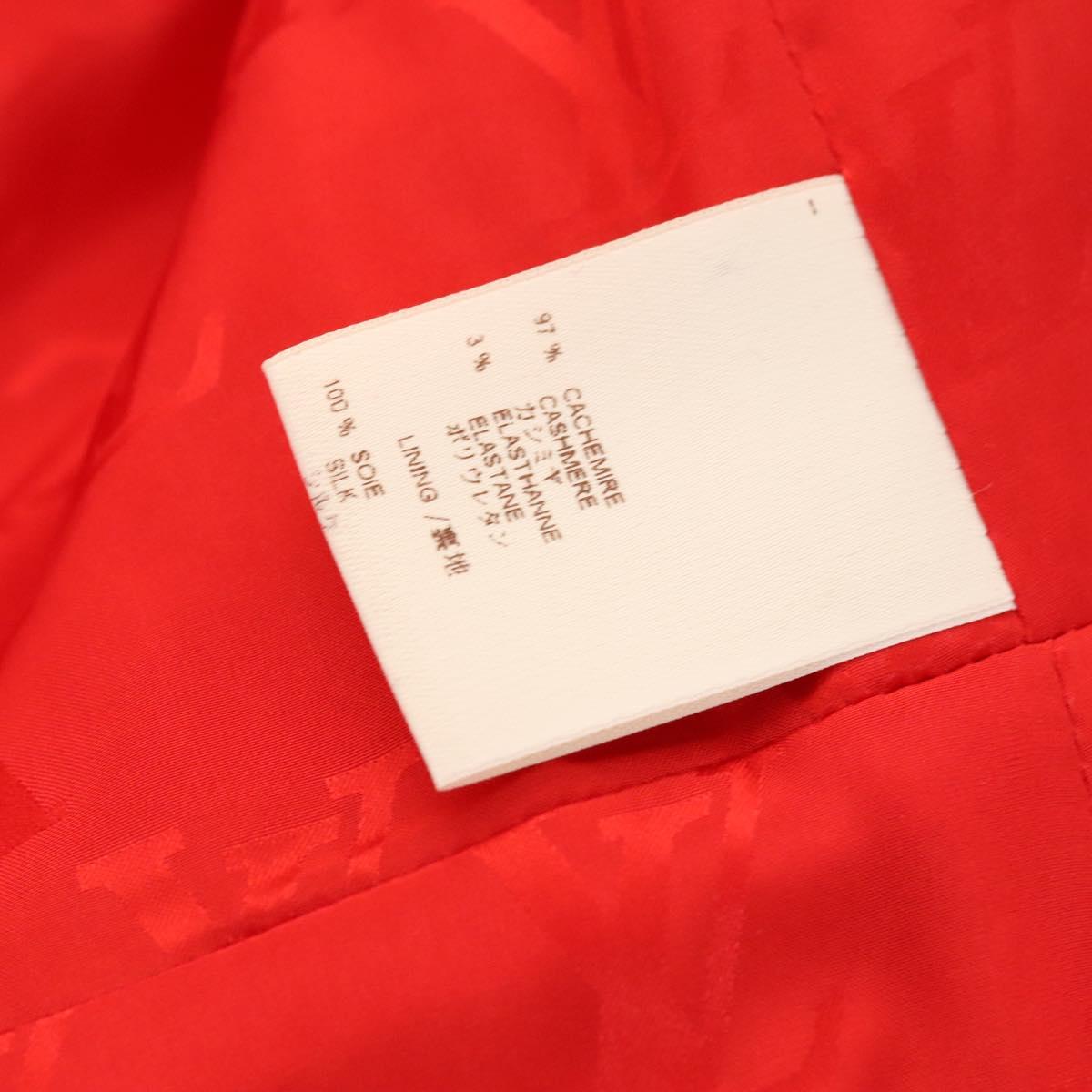 LOUIS VUITTON Long Coat Jacket Cashmere 36 Red LV Auth am7980