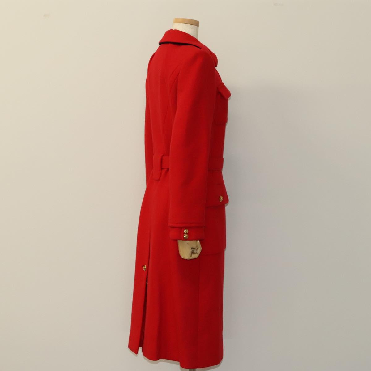 LOUIS VUITTON Long Coat Jacket Cashmere 36 Red LV Auth am7980