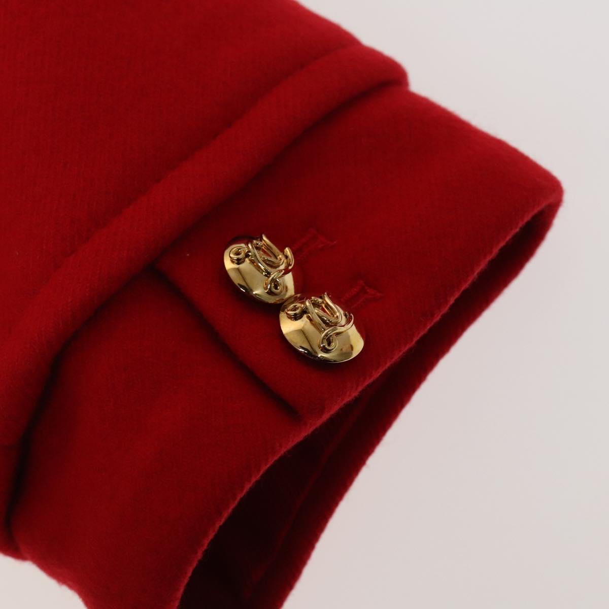 LOUIS VUITTON Long Coat Jacket Cashmere 36 Red LV Auth am7980