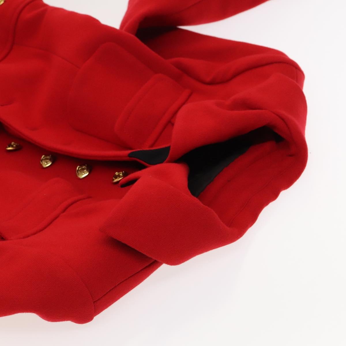 LOUIS VUITTON Long Coat Jacket Cashmere 36 Red LV Auth am7980