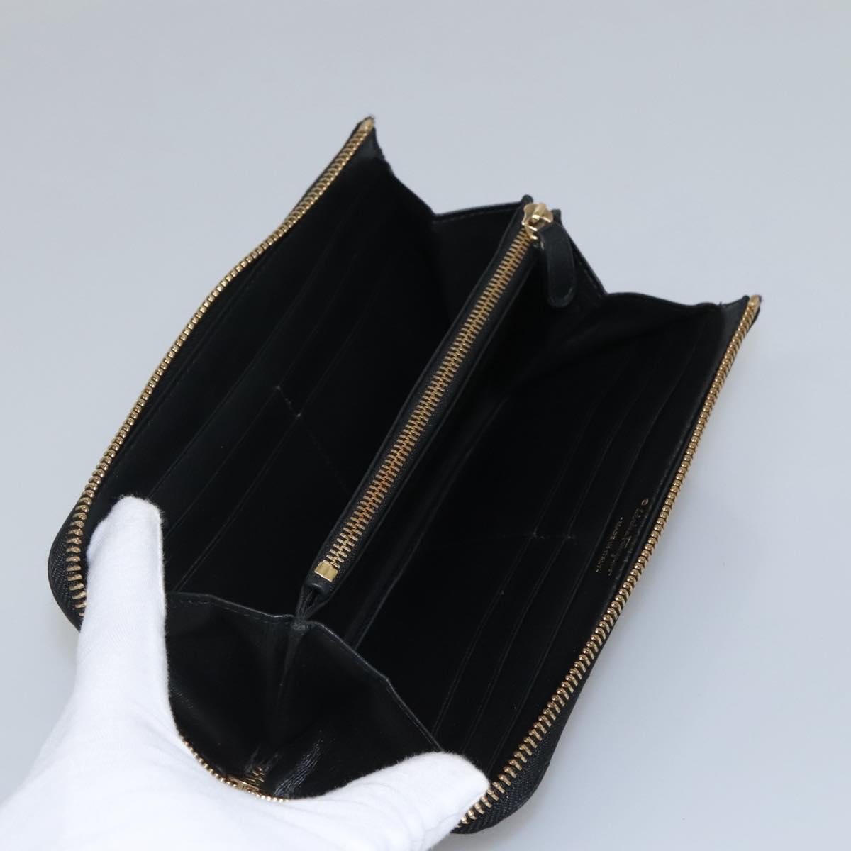 Salvatore Ferragamo Vala Long Wallet Leather Gold Black Auth am8004