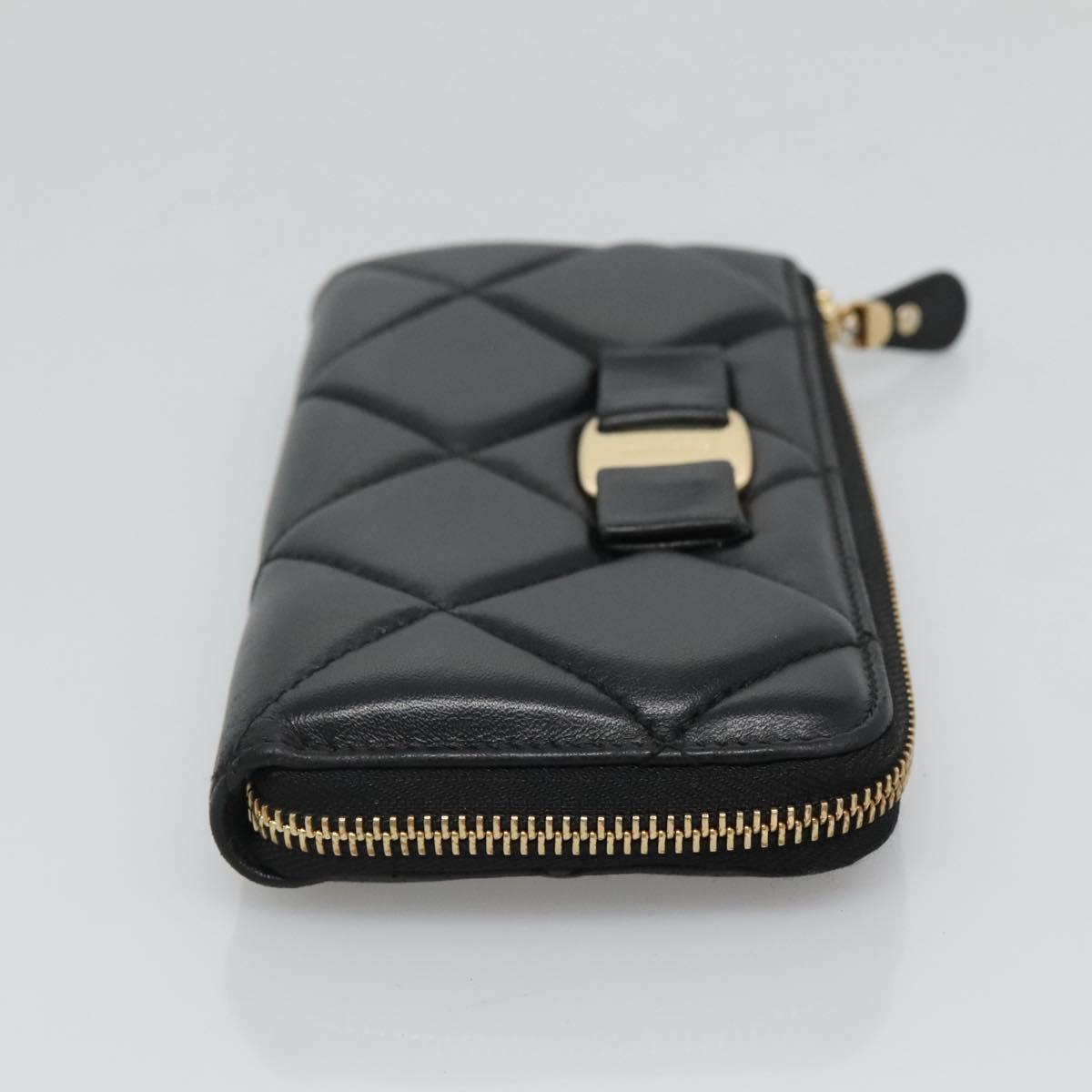 Salvatore Ferragamo Vala Long Wallet Leather Gold Black Auth am8004