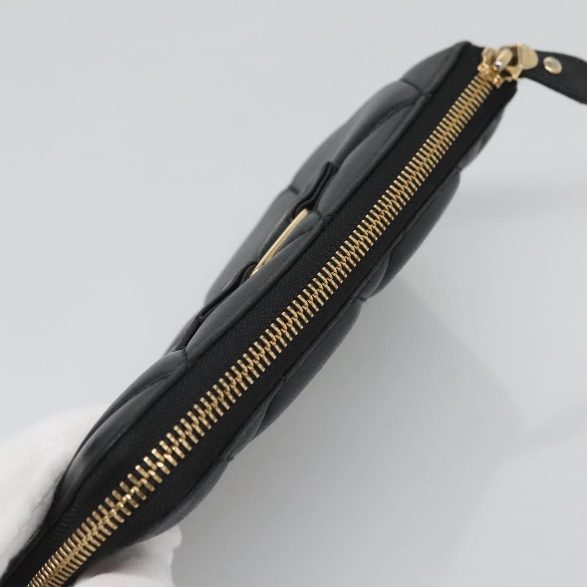 Salvatore Ferragamo Vala Long Wallet Leather Gold Black Auth am8004