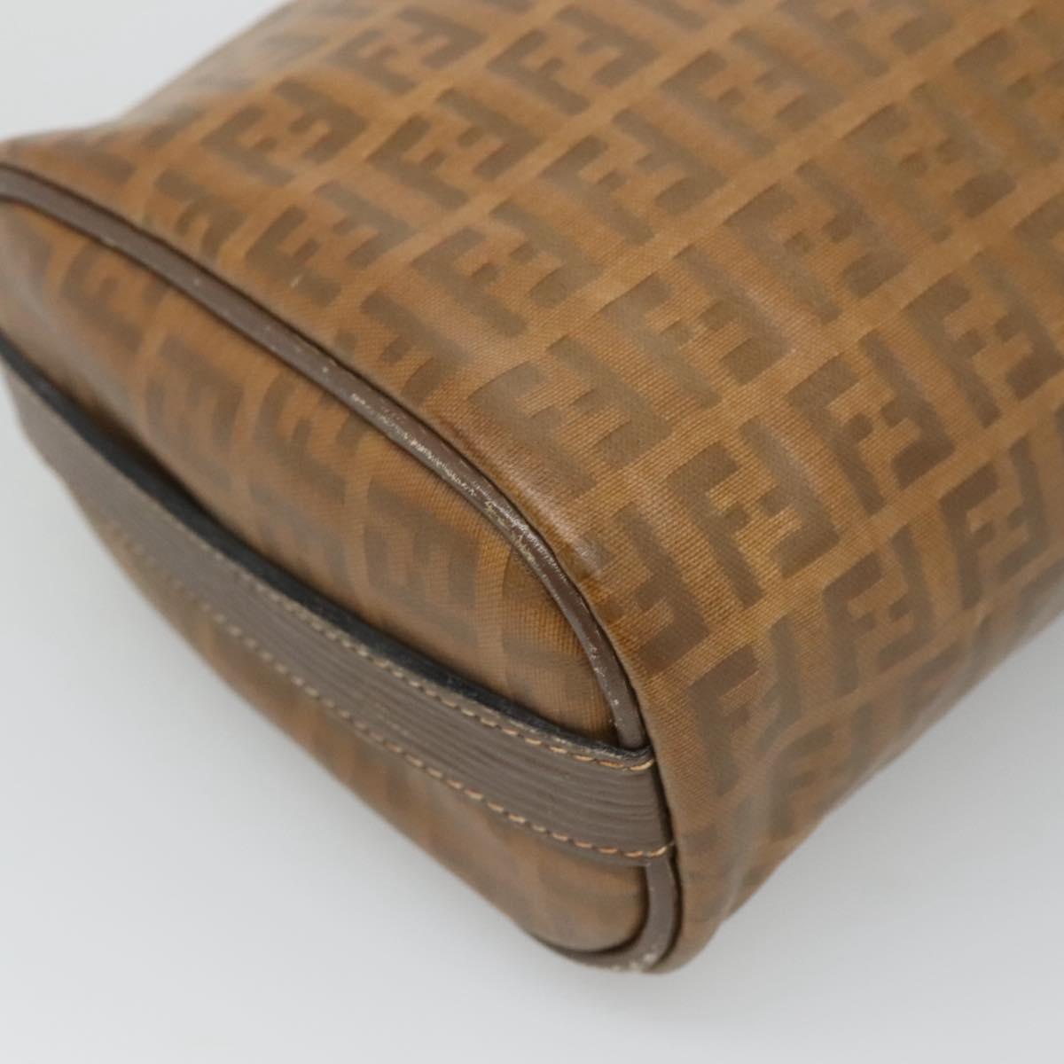 FENDI Zucchino Canvas Clutch Bag PVC Vintage Beige Auth am8012