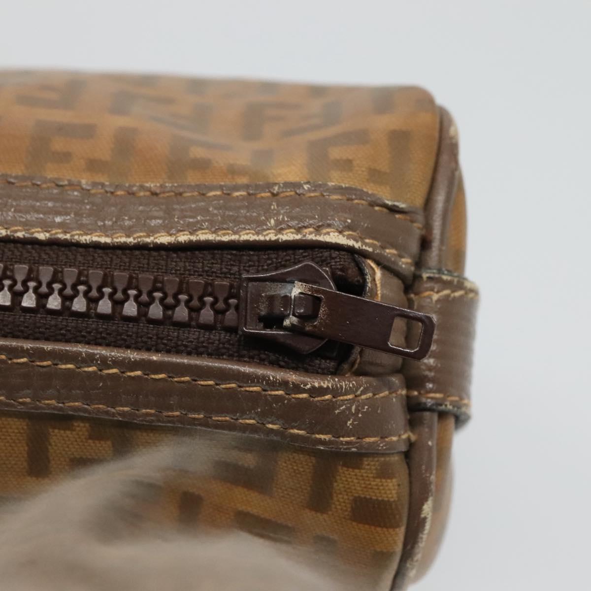 FENDI Zucchino Canvas Clutch Bag PVC Vintage Beige Auth am8012