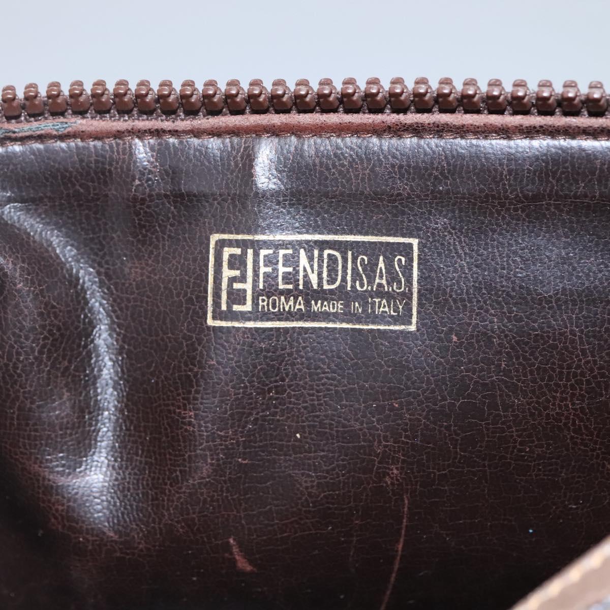 FENDI Zucchino Canvas Clutch Bag PVC Vintage Beige Auth am8012