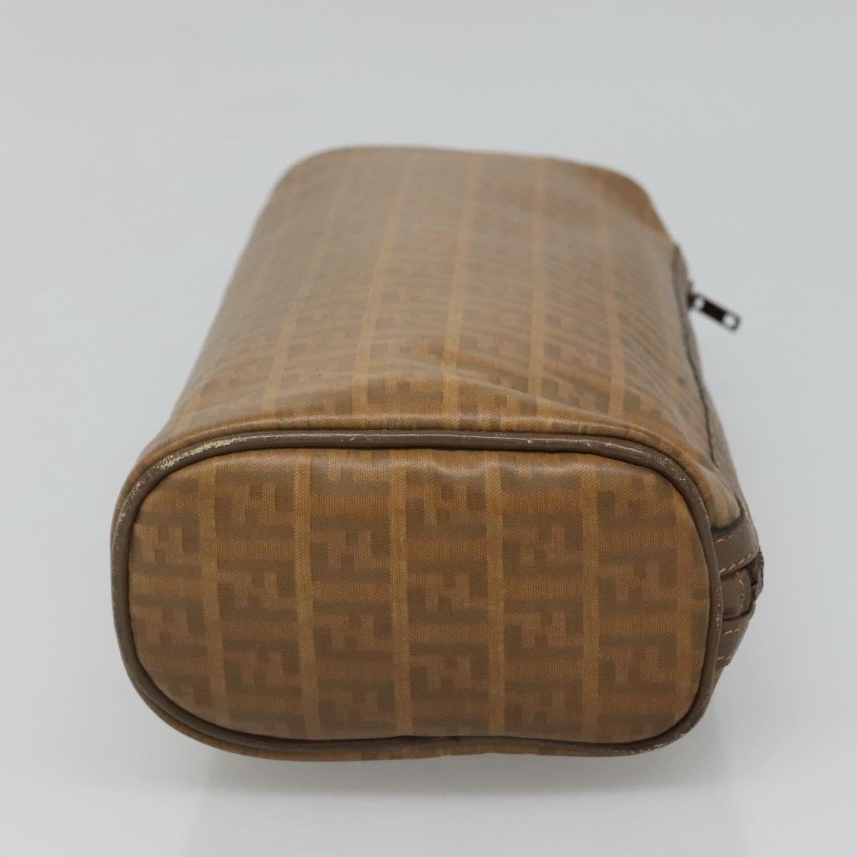 FENDI Zucchino Canvas Clutch Bag PVC Vintage Beige Auth am8012