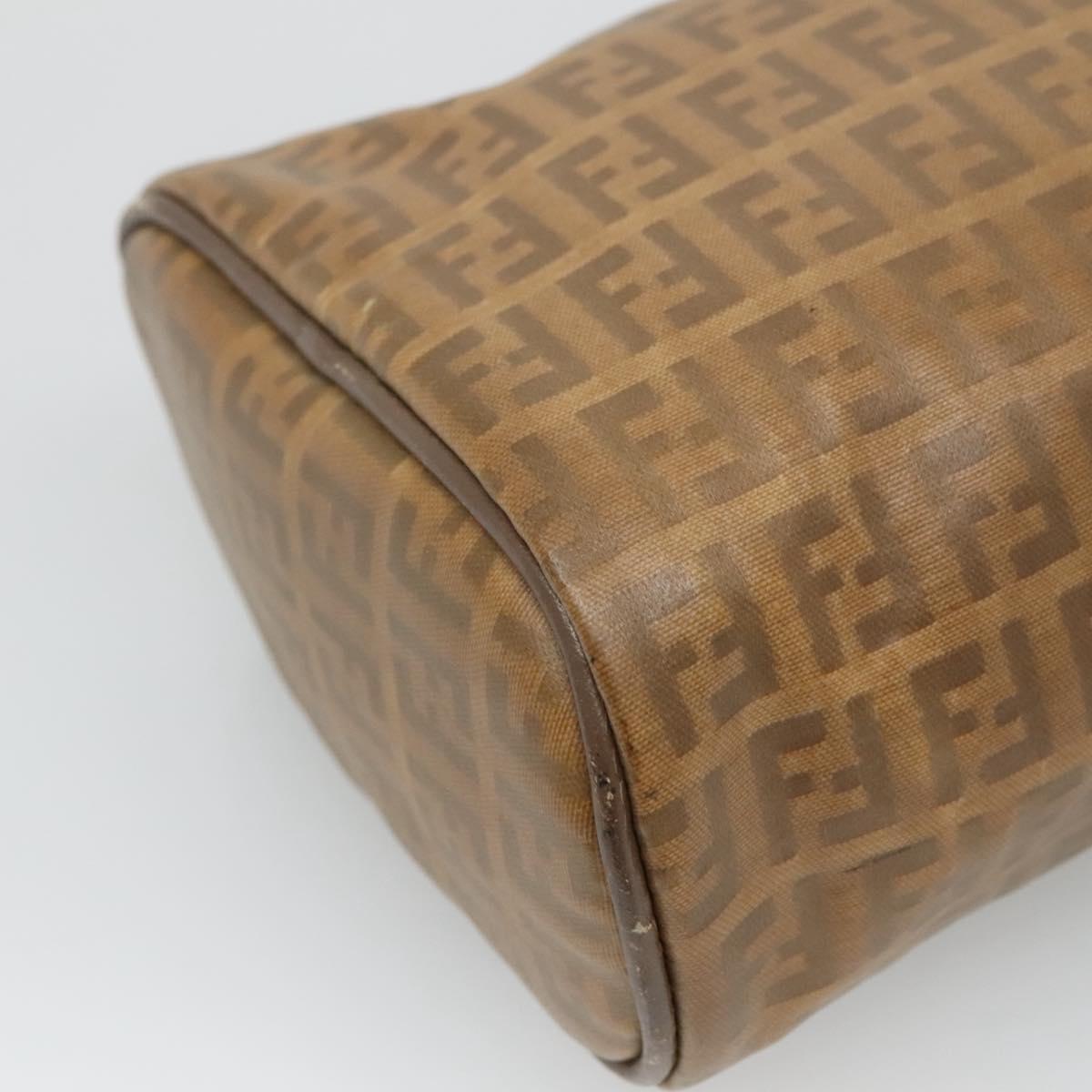 FENDI Zucchino Canvas Clutch Bag PVC Vintage Beige Auth am8012