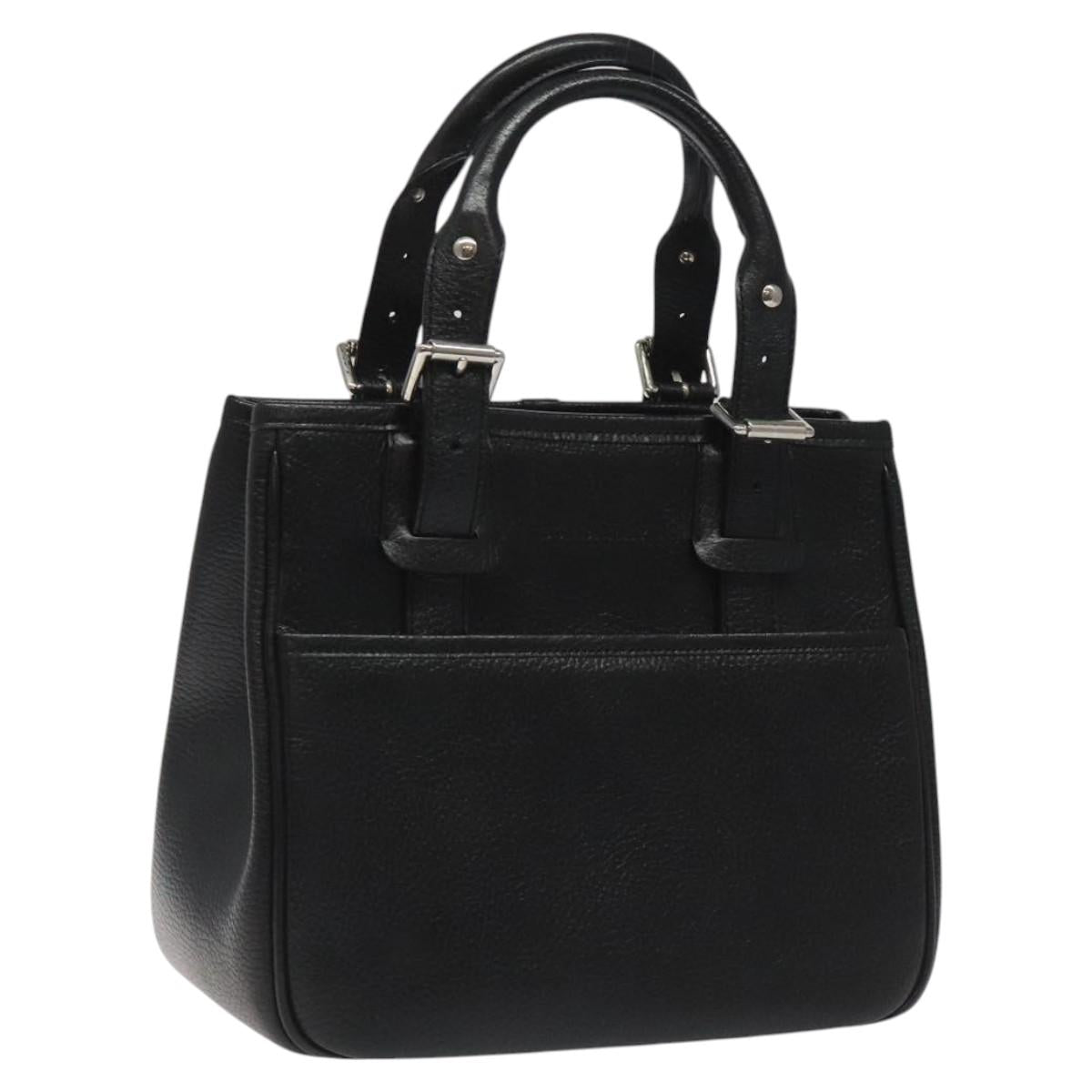 BURBERRY Hand Bag Leather Black Auth am8014