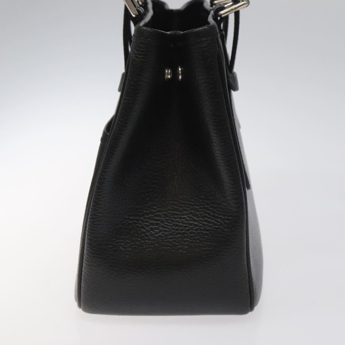 BURBERRY Hand Bag Leather Black Auth am8014