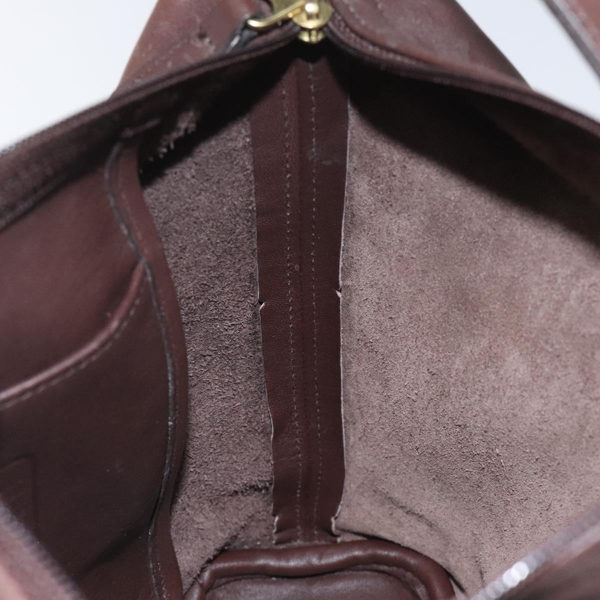 Coach Shoulder Bag Leather Brown gold Auth am8019
