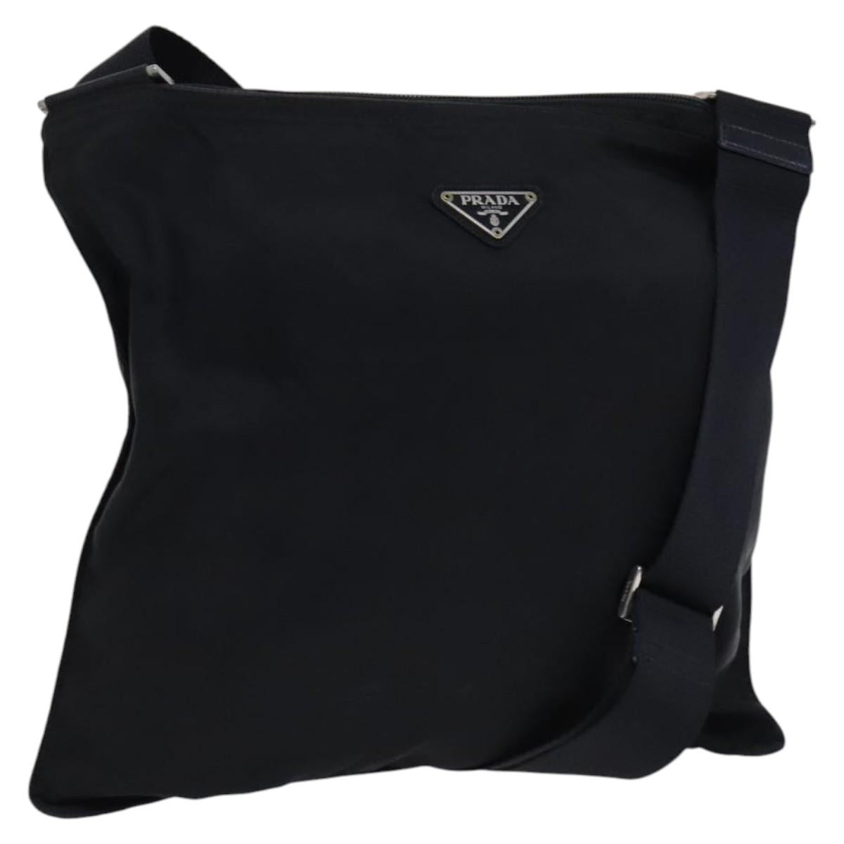 PRADA Shoulder Bag Nylon Black Silver Auth am8025