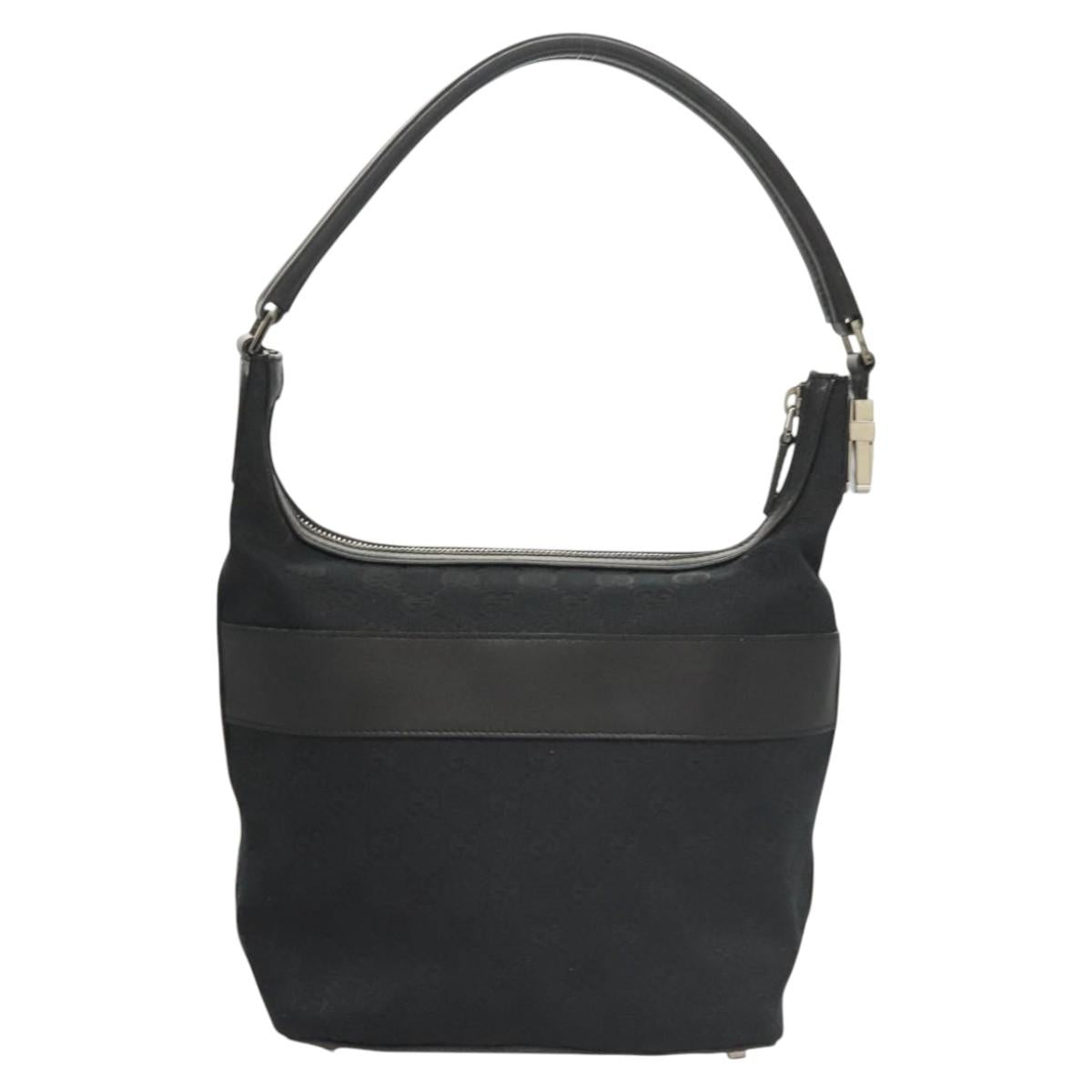GUCCI GG Canvas Shoulder Bag Black 001 4299 Auth am8054