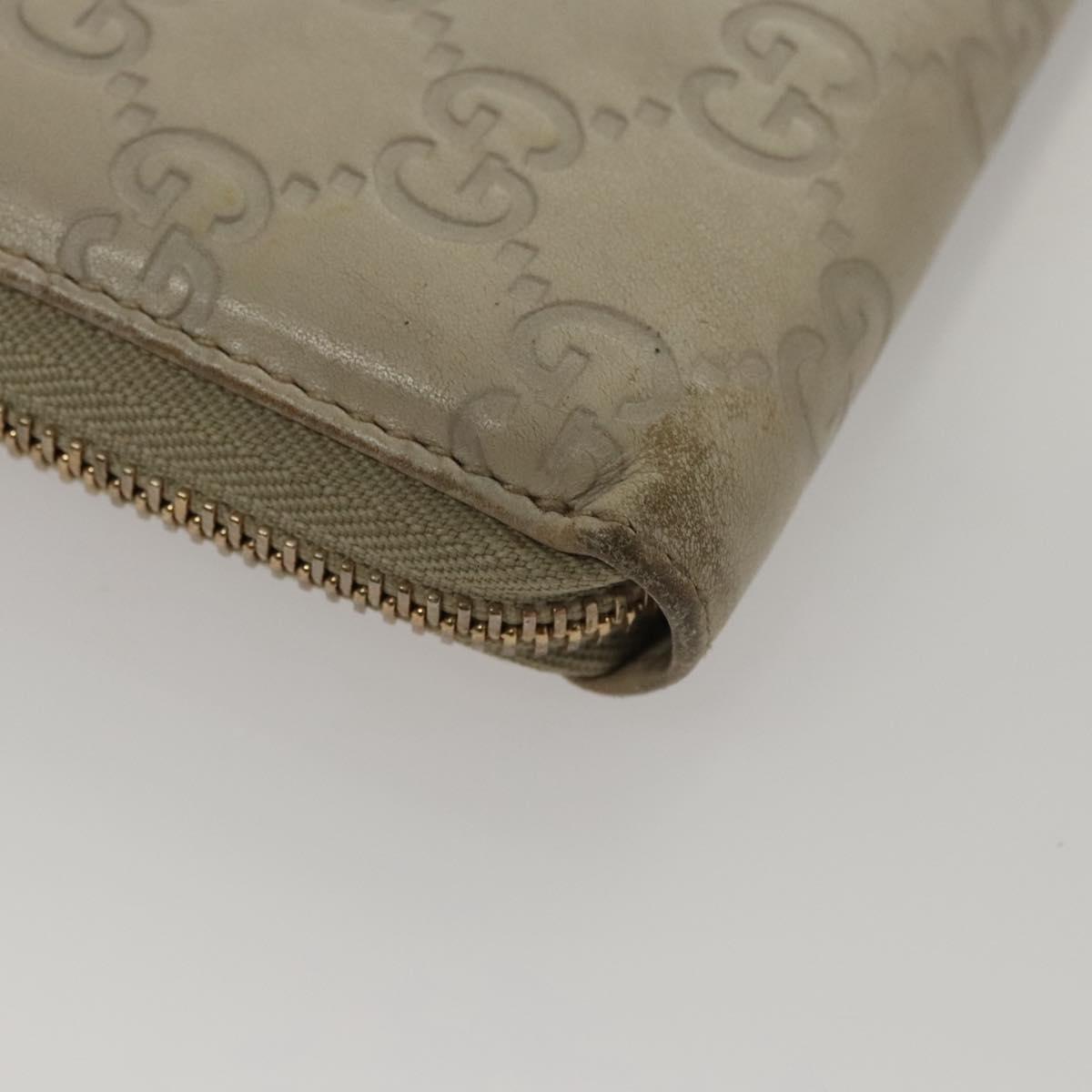 GUCCI GG Canvas Guccissima Long Wallet Leather White 308005 Auth am8081