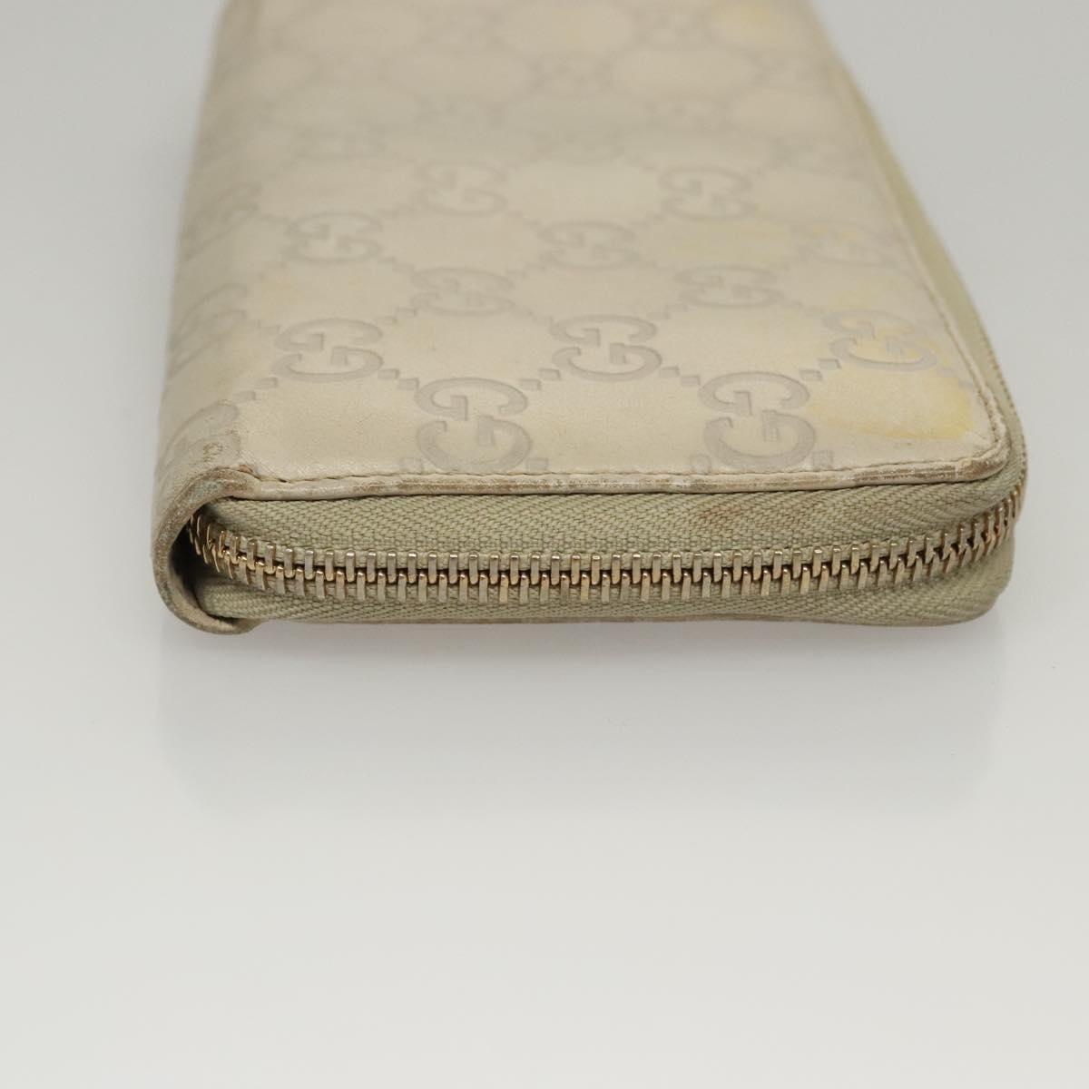 GUCCI GG Canvas Guccissima Long Wallet Leather White 308005 Auth am8081