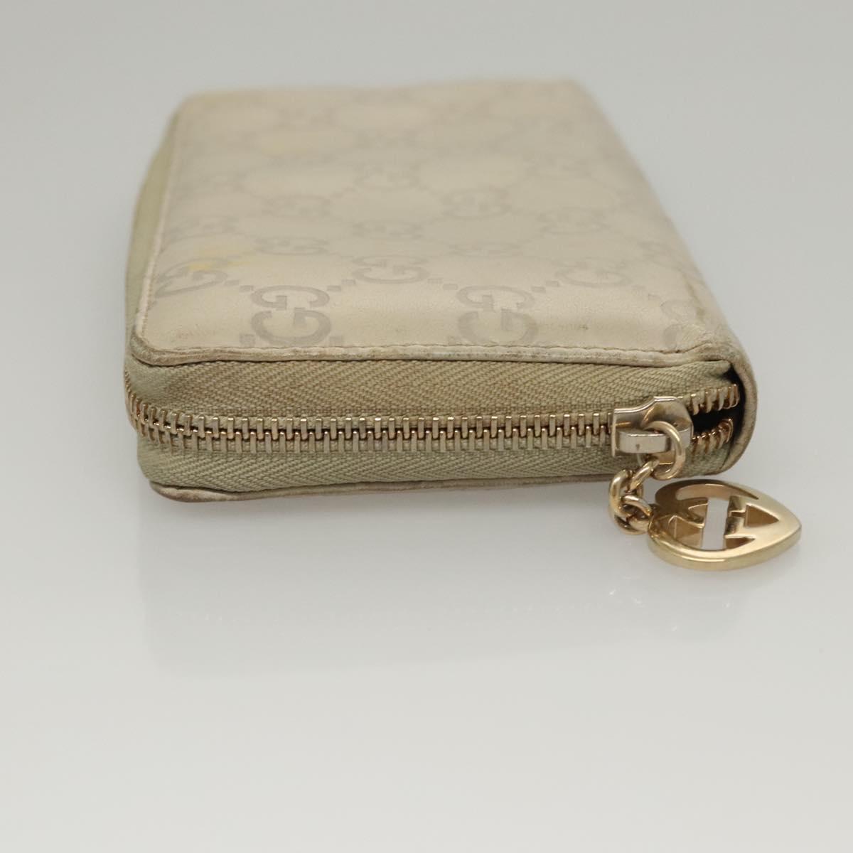 GUCCI GG Canvas Guccissima Long Wallet Leather White 308005 Auth am8081