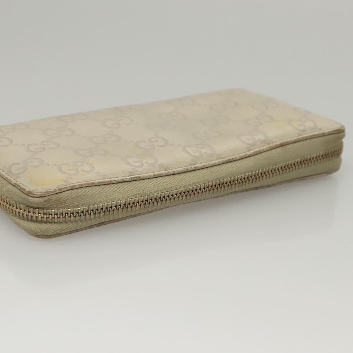 GUCCI GG Canvas Guccissima Long Wallet Leather White 308005 Auth am8081