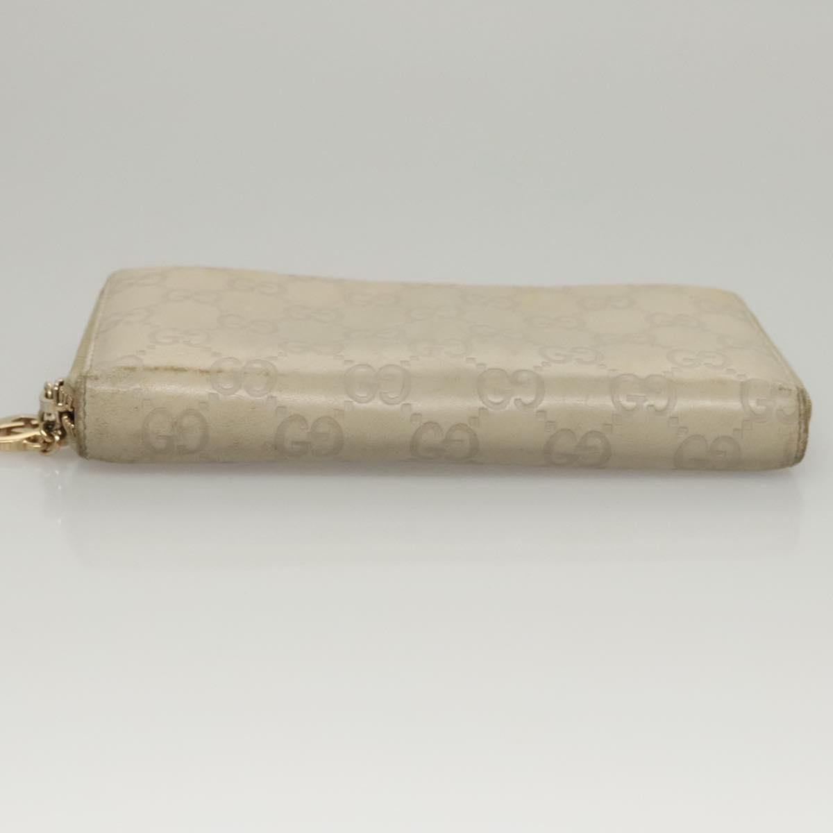 GUCCI GG Canvas Guccissima Long Wallet Leather White 308005 Auth am8081