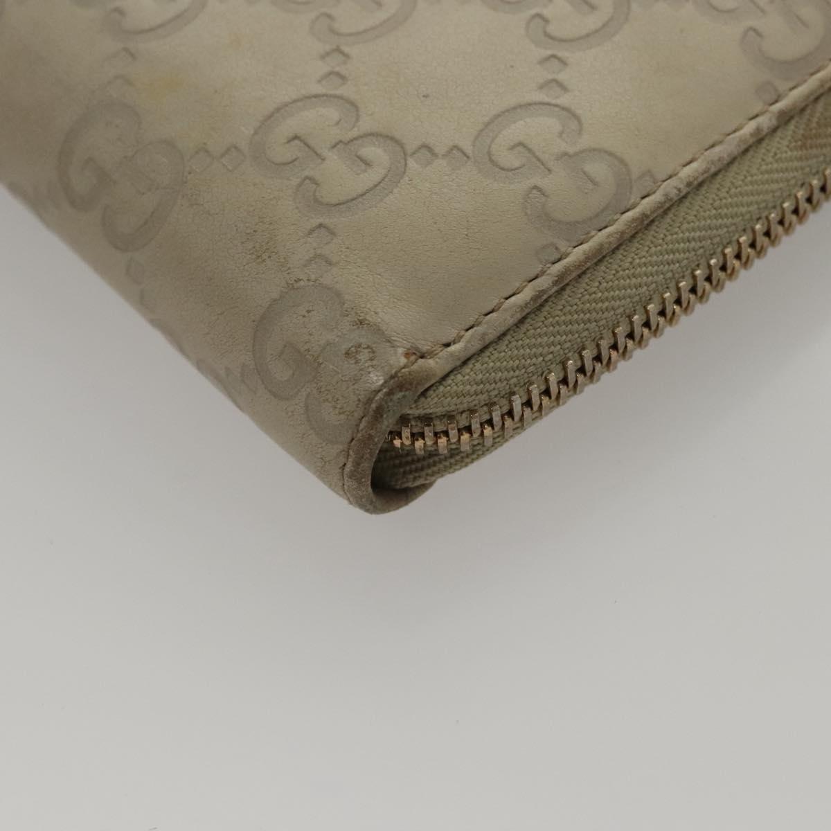 GUCCI GG Canvas Guccissima Long Wallet Leather White 308005 Auth am8081