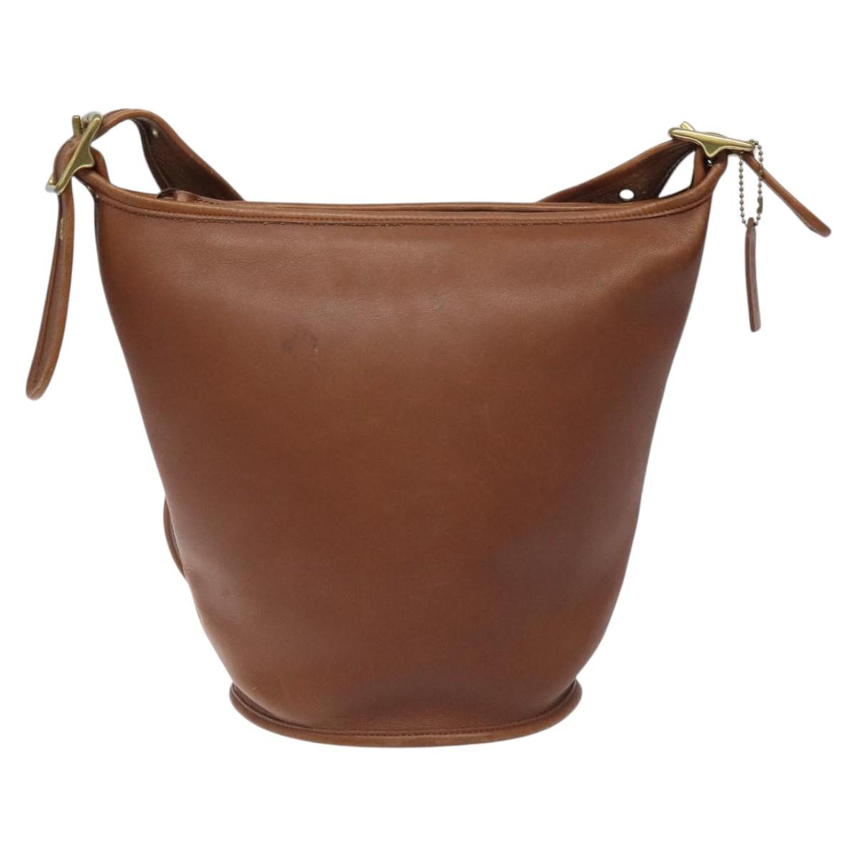 Coach Shoulder Bag Leather Brown Auth am8136