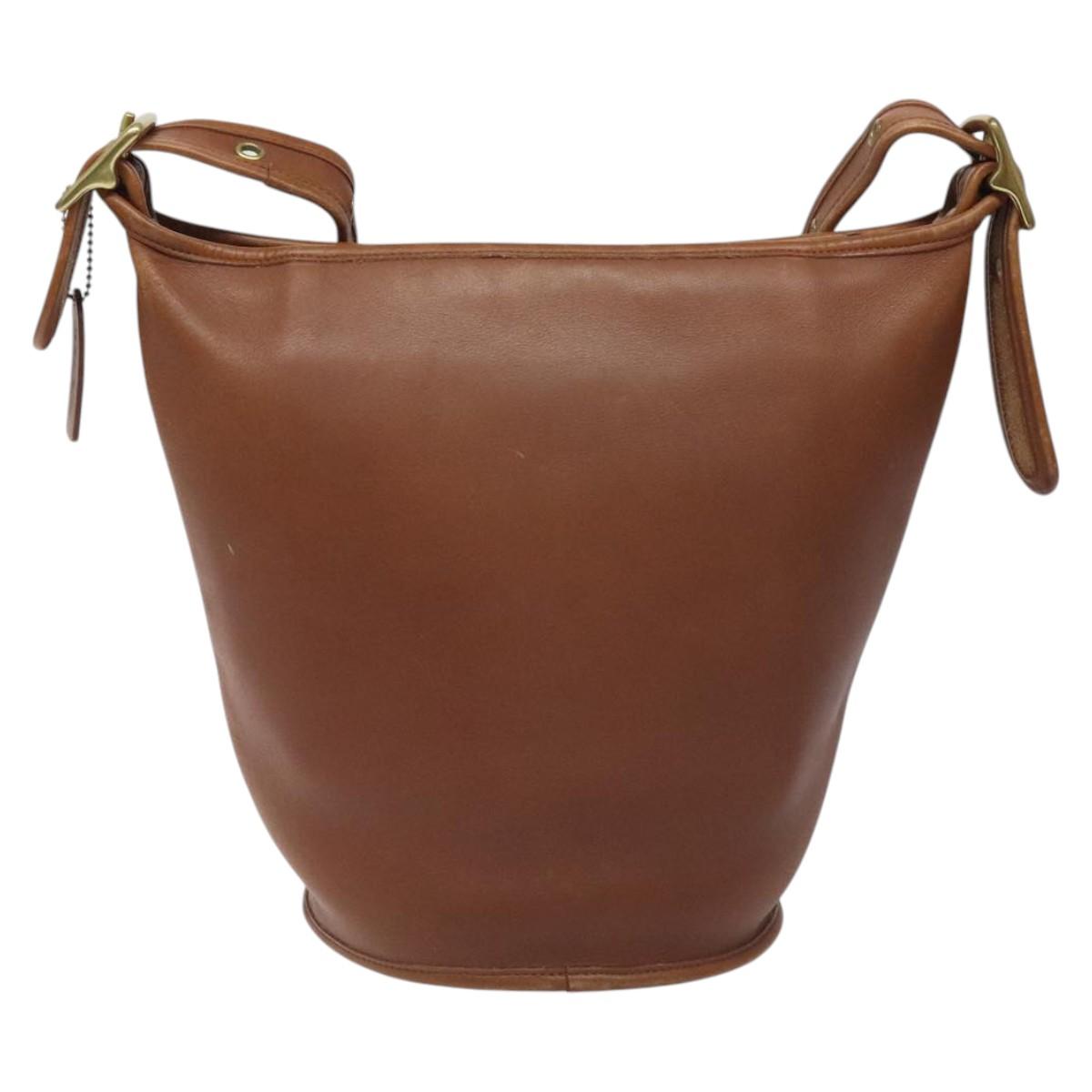 Coach Shoulder Bag Leather Brown Auth am8136