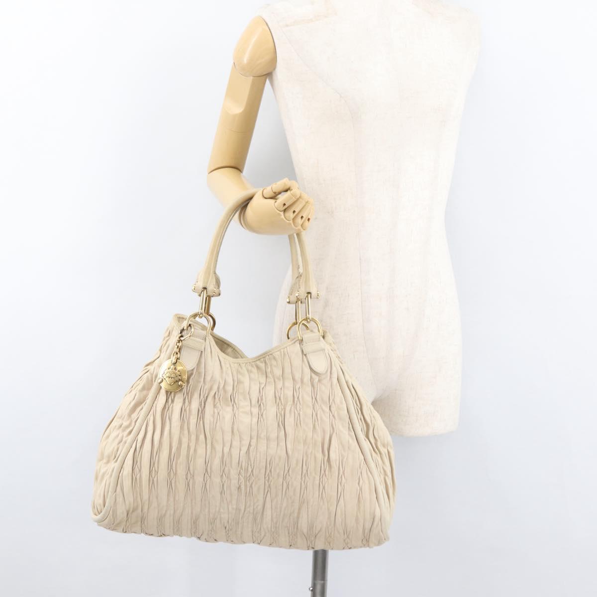 BALLY Tote Bag Leather Beige Gold Auth am8137